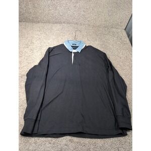 Abercrombie & Fitch Mens Oversized Rugby Shirt Black Denim Collar Large